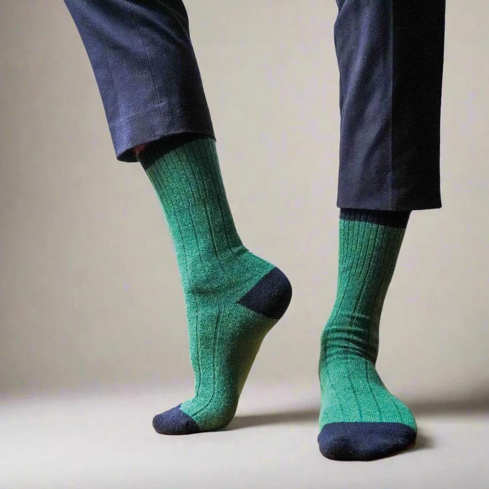 Merinowollsocken Green/Black 41-46