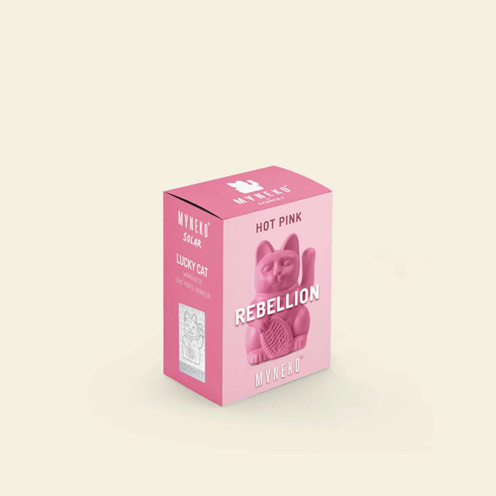 Small Solar Waving Cat - Rebellion, Hot Pink