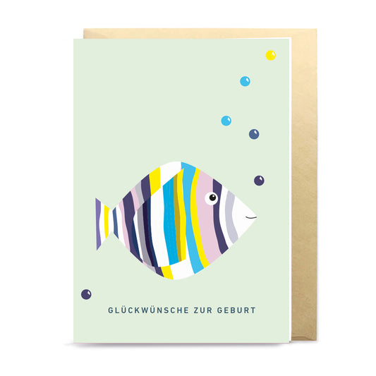 3D Pop-Up Card COLORFUL FISH FOR BIRTH