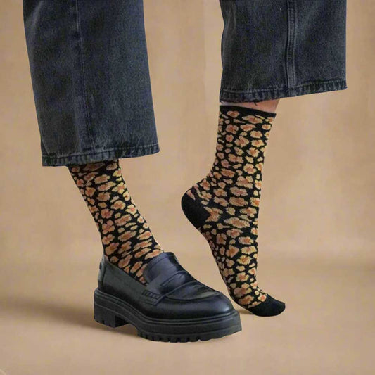 Glitter Socks Leopard Amber 36-40