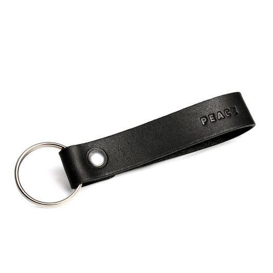 Leather lanyard black PEACE