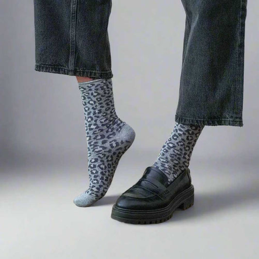 Glitter Socks Leopard grey 36-40