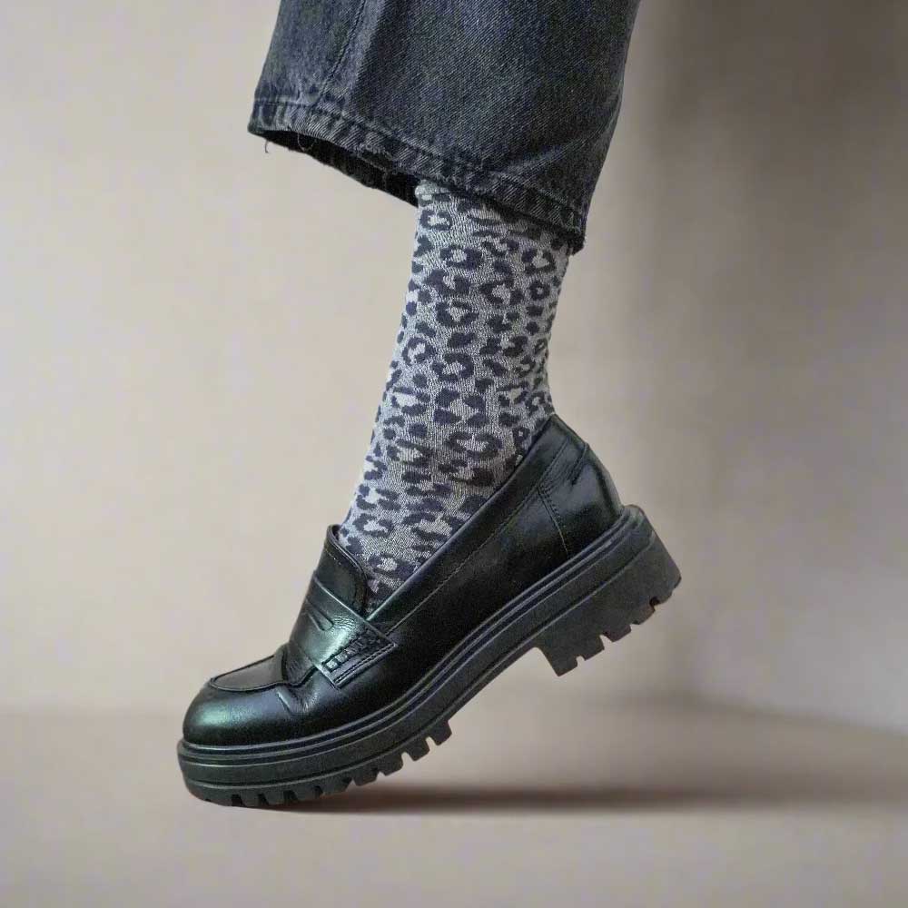 Glitter Socks Leopard grey 36-40