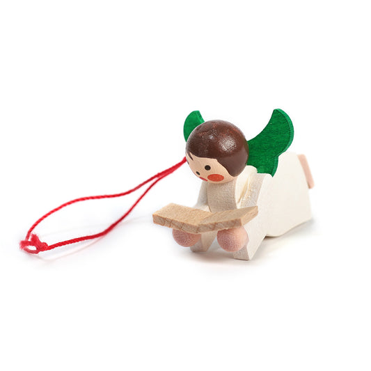 Wooden Pendant Reading Angel