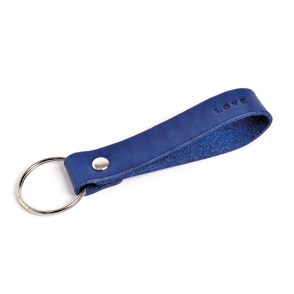 Leather Keychain blue LOVE
