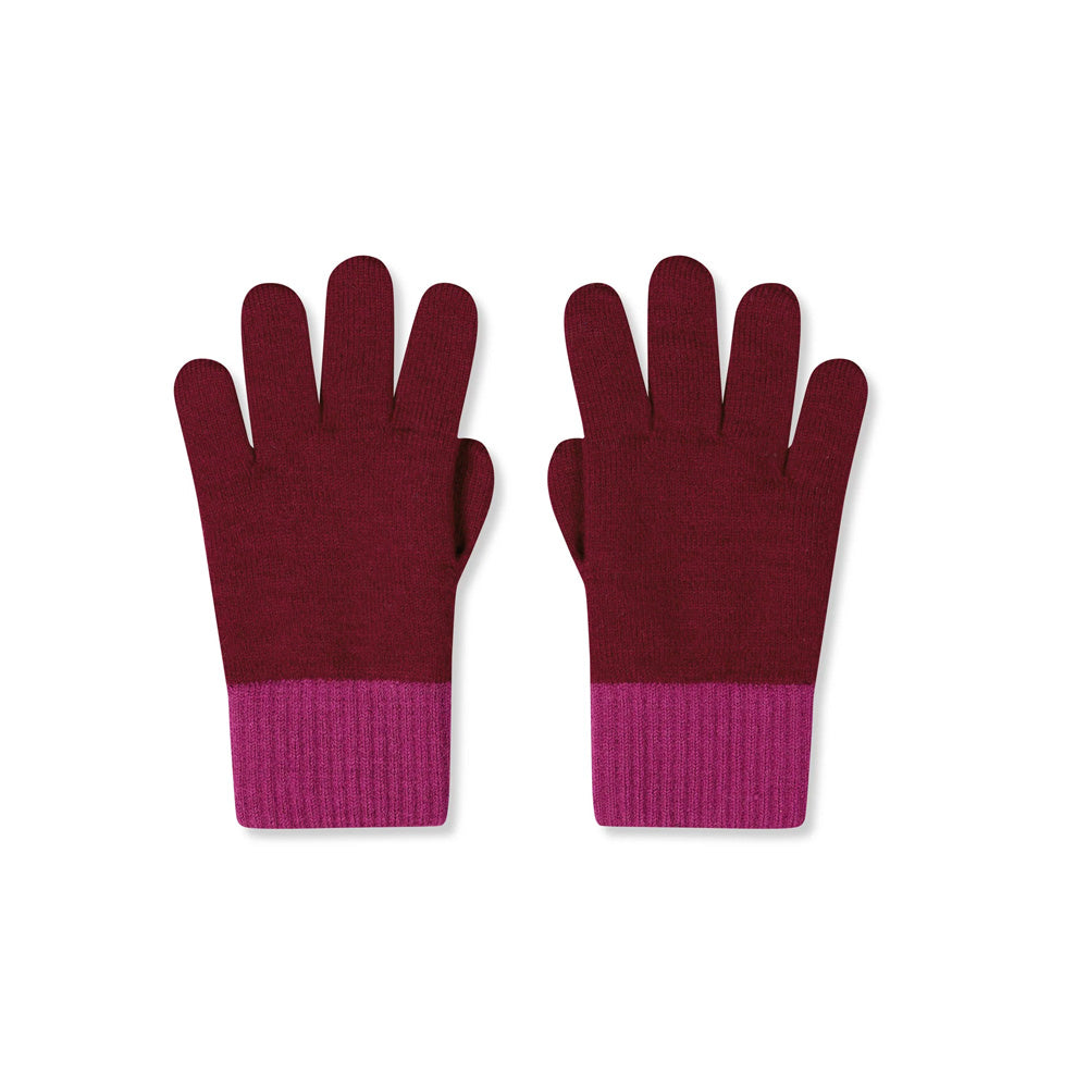 Fingerhandschuhe Merinowolle Maroon