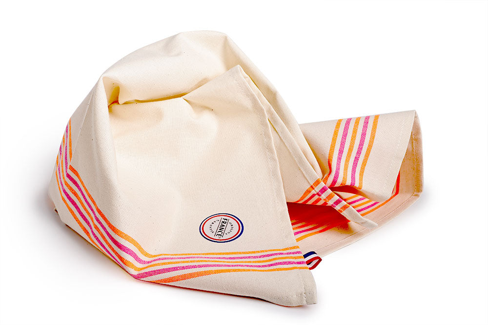 Dish Towel Neon Stripes Natural Cotton Neon Pink / Neon Orange