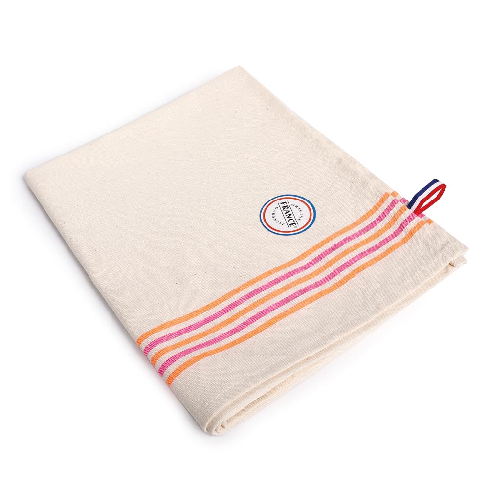 Dish Towel Neon Stripes Natural Cotton Neon Pink / Neon Orange