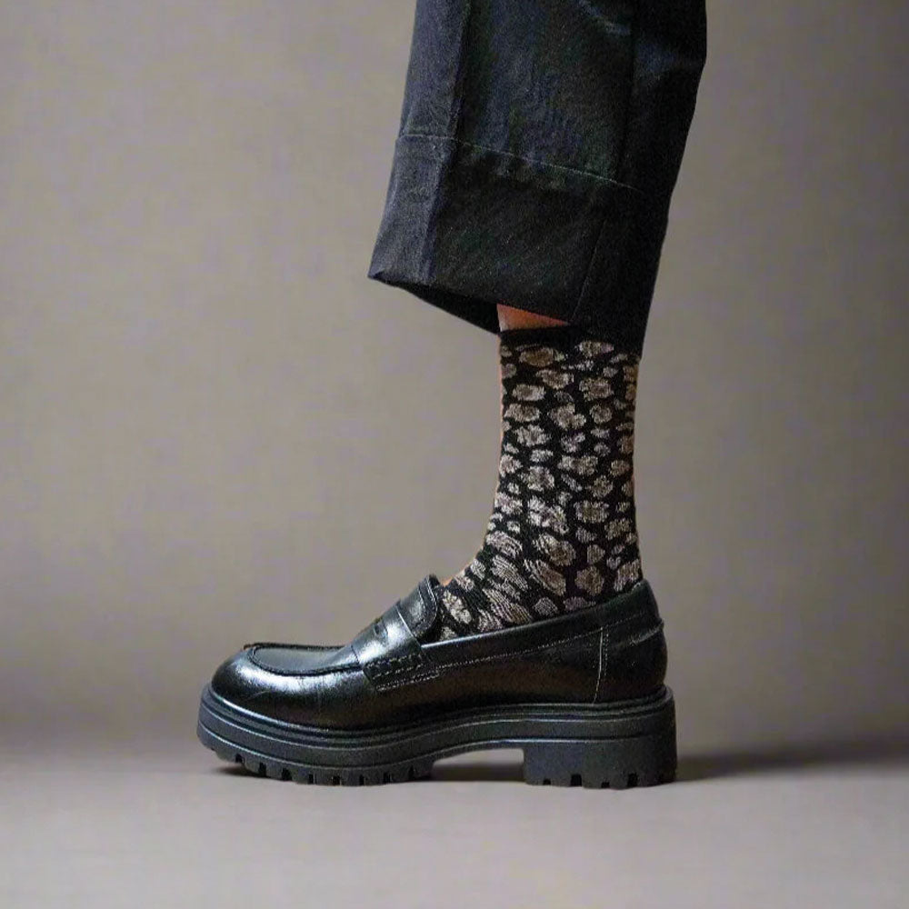 Sparkly Socks Leopard Black 36-40
