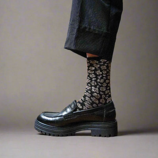 Sparkly Socks Leopard Black 36-40