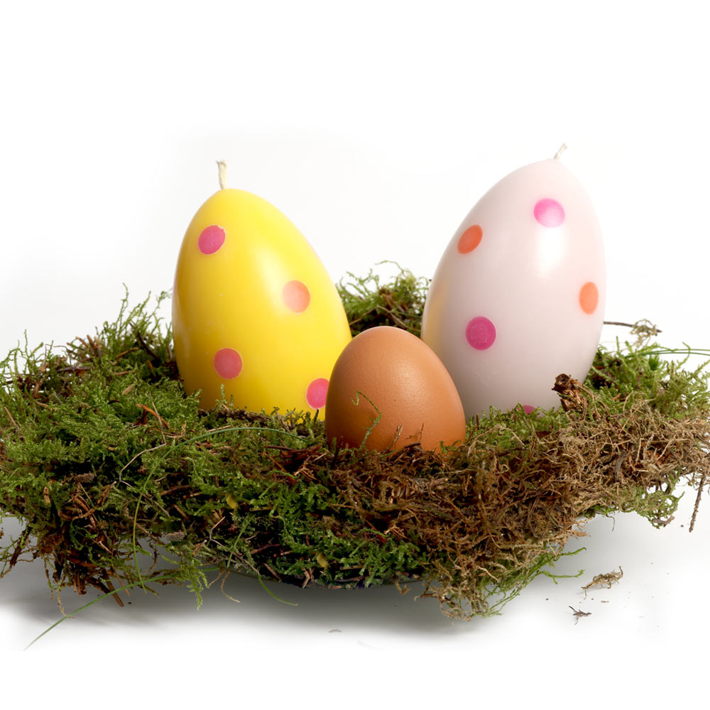 Pink Dotted Easter Egg Candle