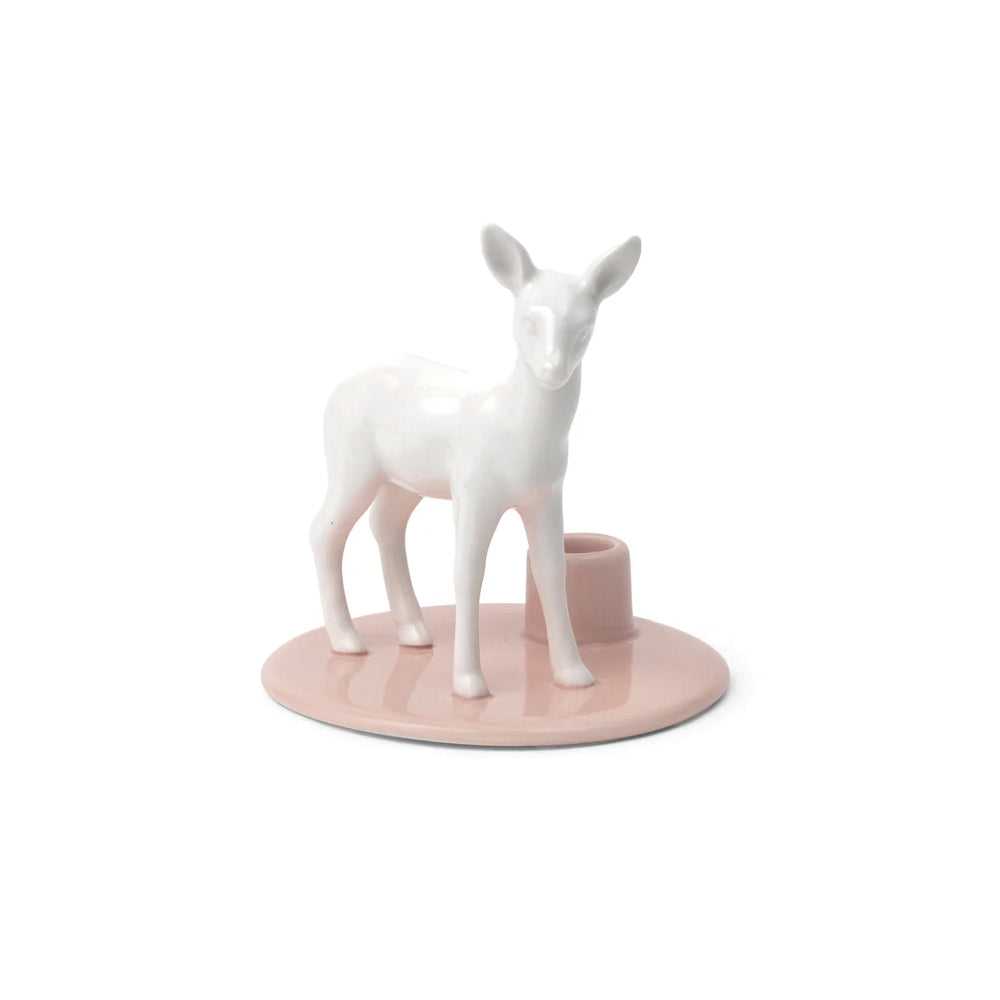 Porcelain candle holder with deer for candles ø 13mm