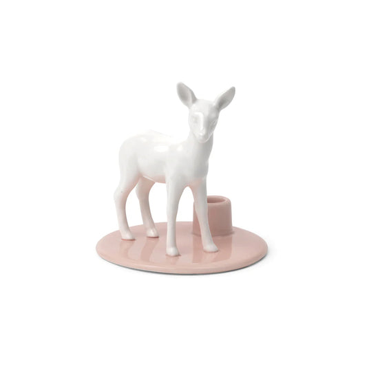 Porcelain candle holder with deer for candles ø 13mm
