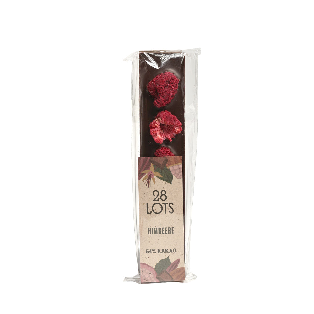 Riegel Zartbitterschokolade mit Himbeeren