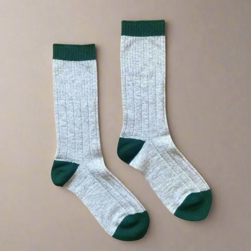Merino Wool Socks Sand/Green 41-46
