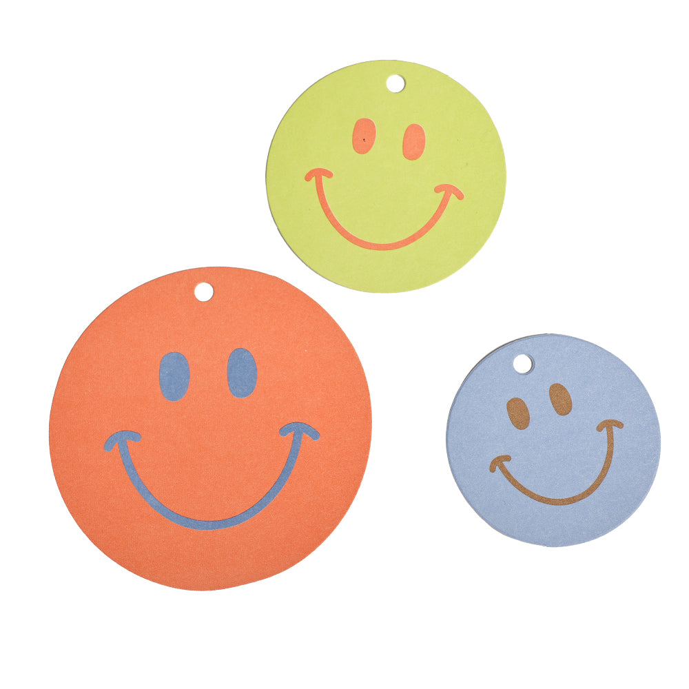 Geschenkanhänger Set Smiley orange/grün/blau