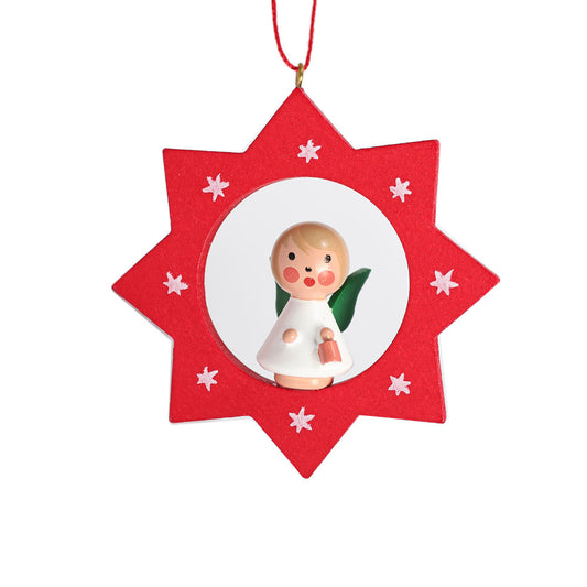 Wooden Star with Angel Ornament