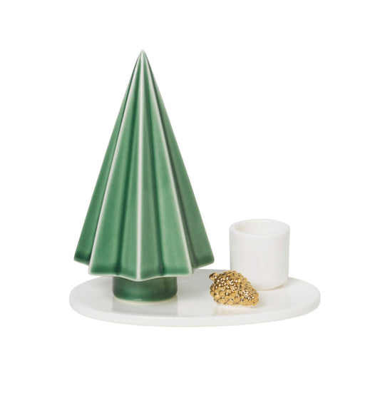 Porcelain candle holder with tree