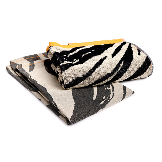 2-piece set hand towel and tea towel Zebra-Black