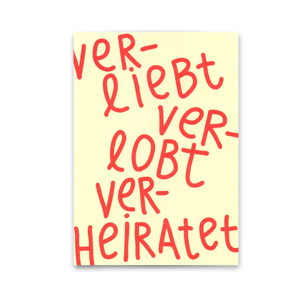 Postkarte Ver-liebt, ver-lobt...