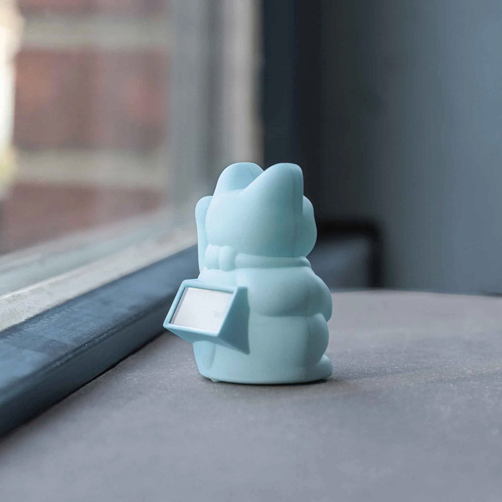 Small Solar Waving Cat - Tenderness, Light Blue