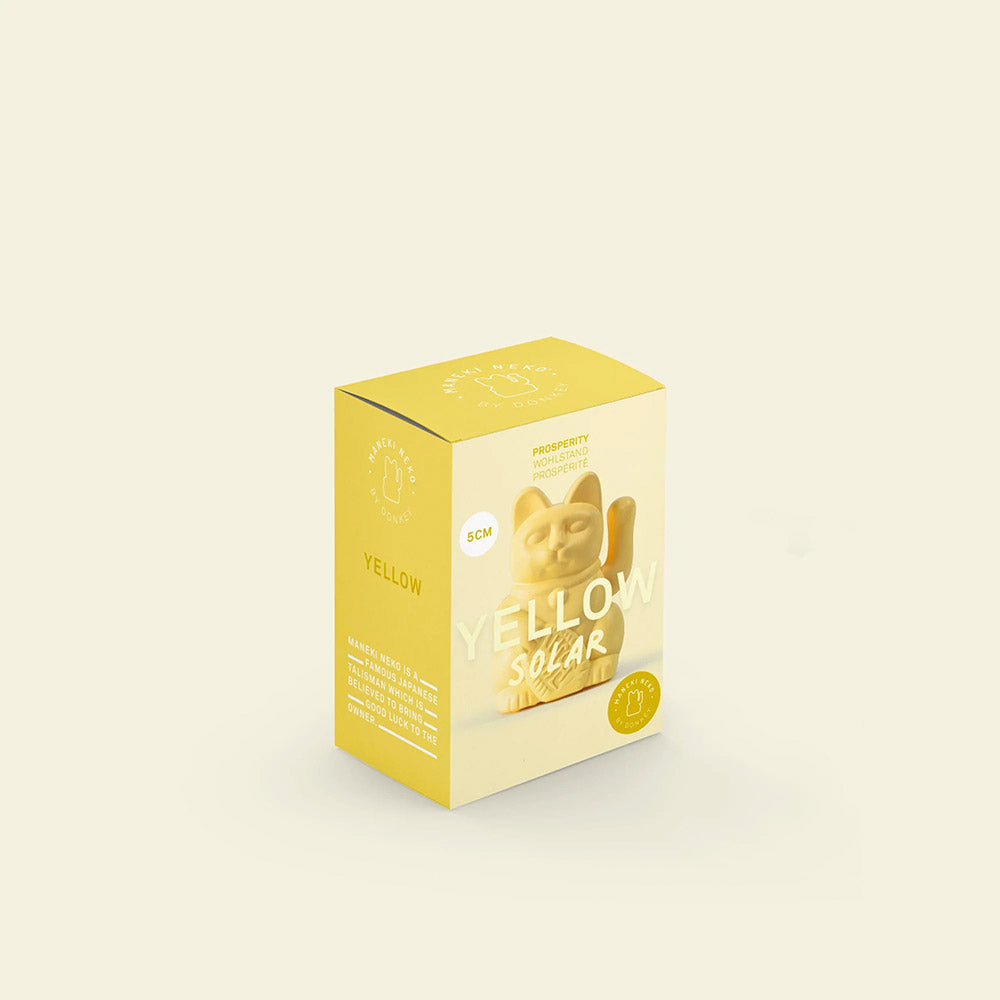 Small Solar Lucky Cat - Prosperity + Success, Yellow