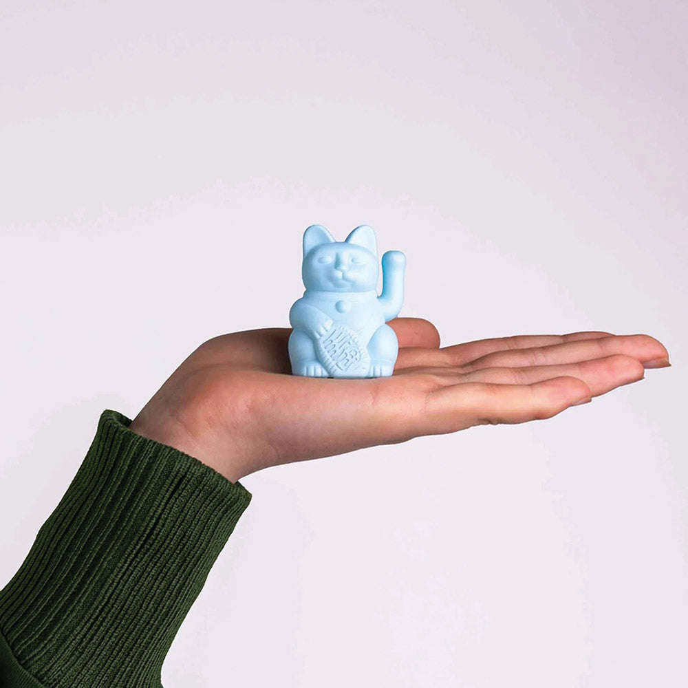 Small Solar Waving Cat - Tenderness, Light Blue