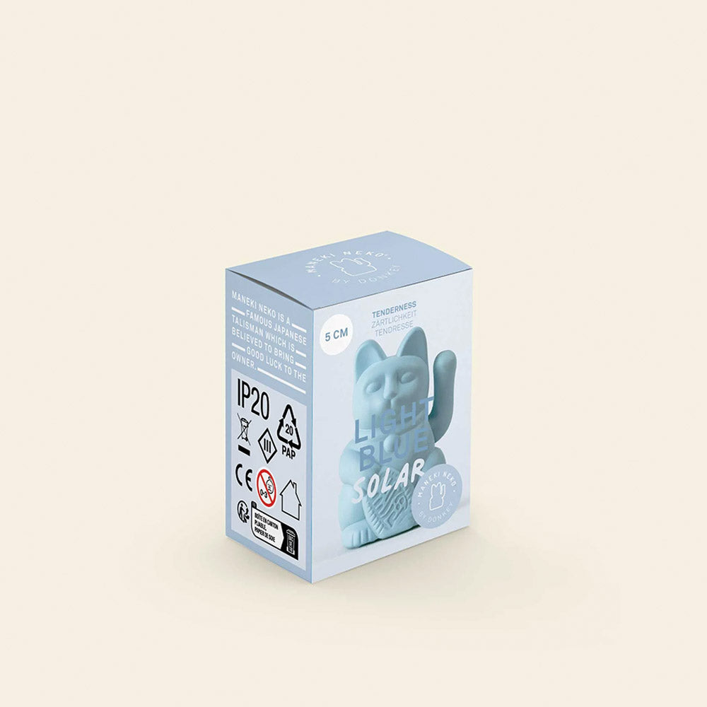 Small Solar Waving Cat - Tenderness, Light Blue