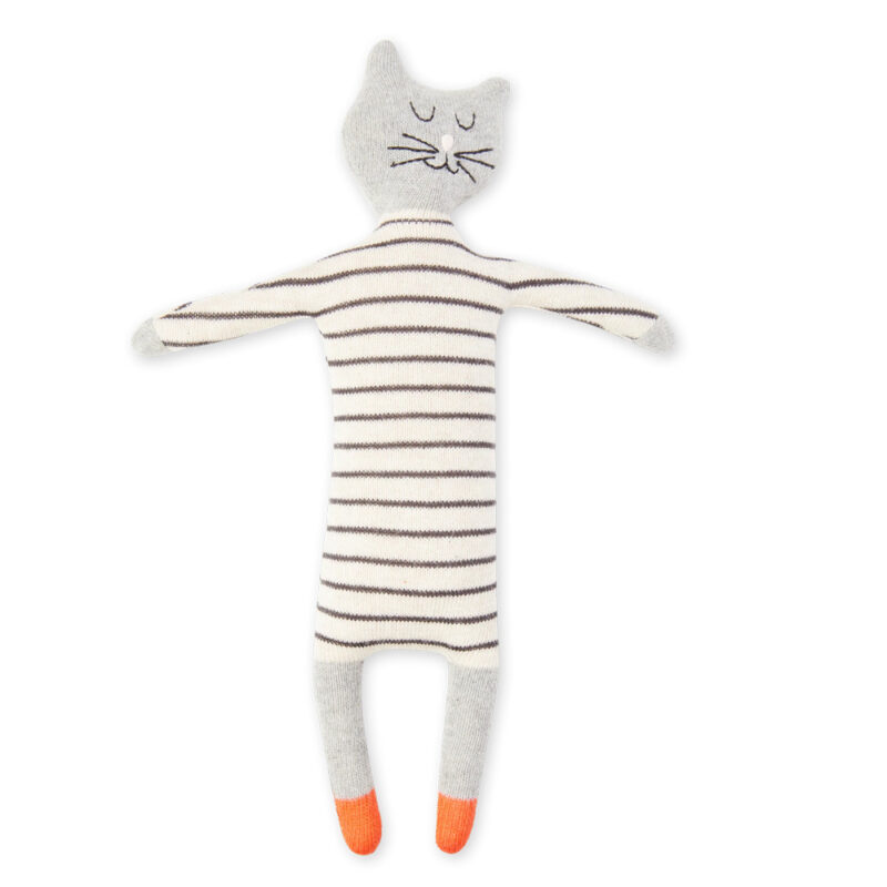 Katze im Ringelpulli Strickpuppe