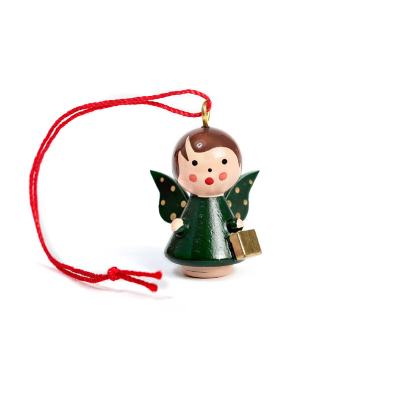 Kleiner Engel Grün mit Geschenk