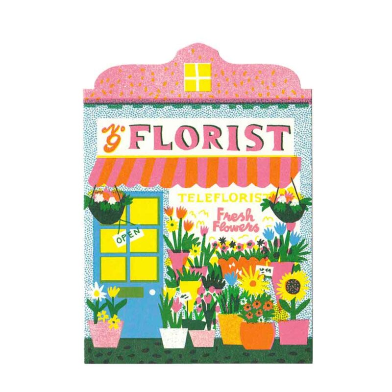 Formgestanzte Klappkarte, Blumenladen