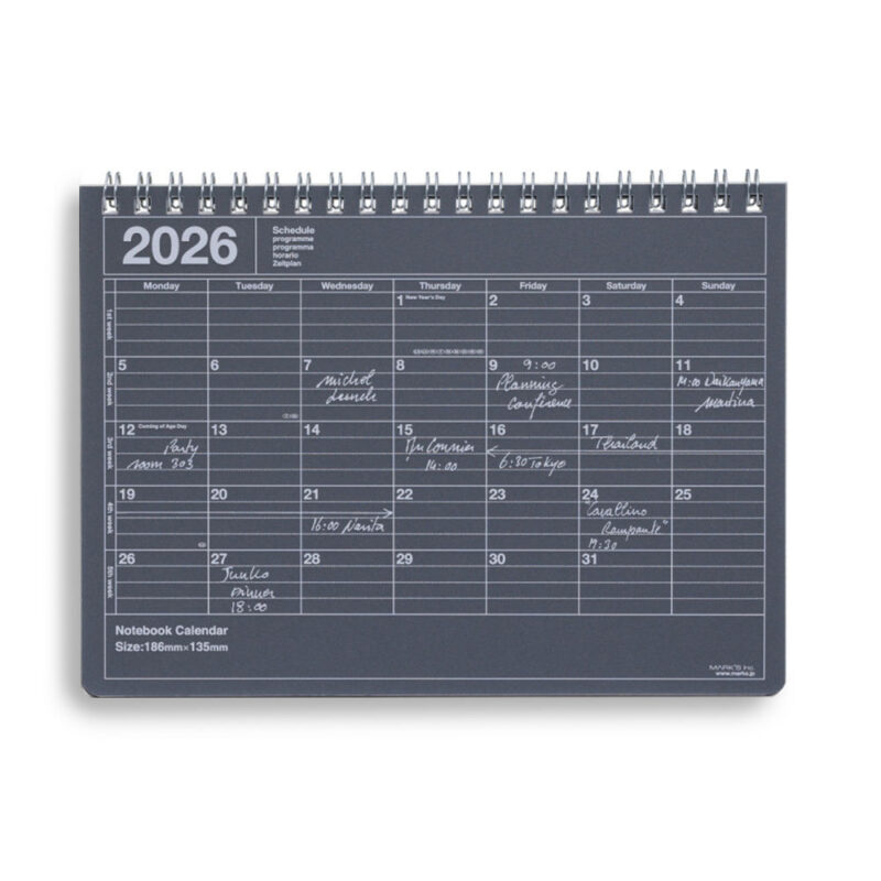 Monatskalender 2026 Black