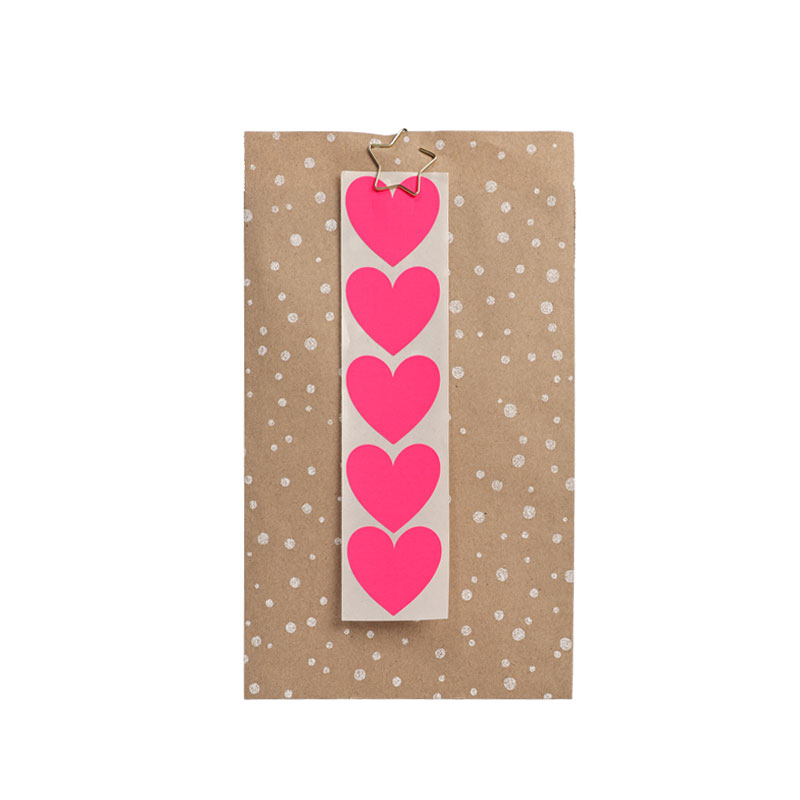 5 Sticker Herz Neon Pink