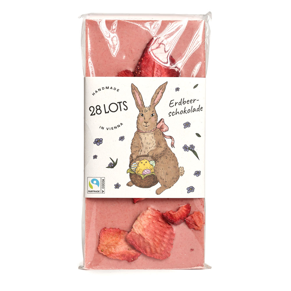 Handgeschöpfte Osterschokolade Erdbeere